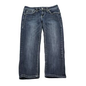 LA Idol USA Pants Womens 5 Blue Low Rise Flat Front Capri Jeans Bottoms